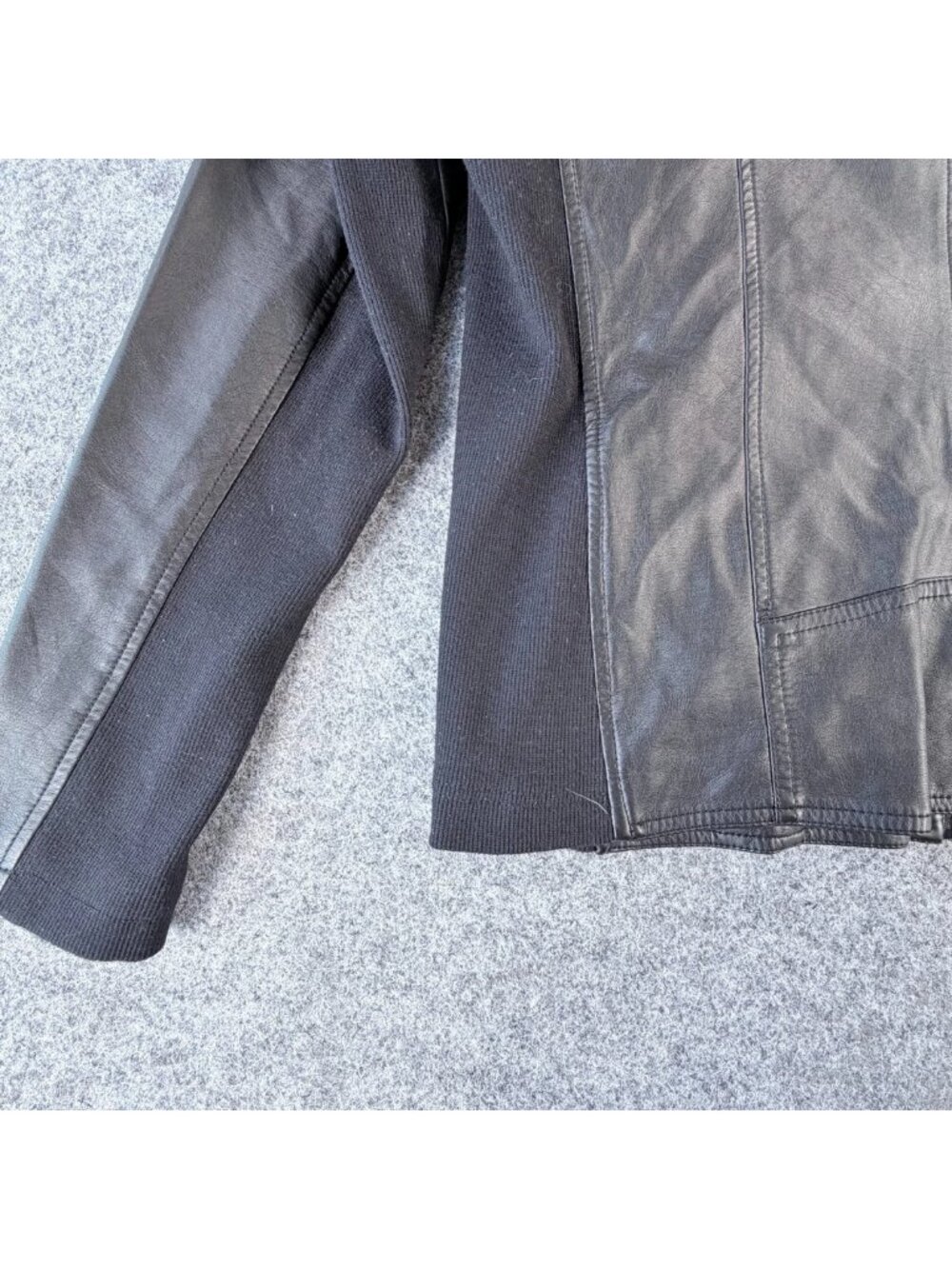 Maurices Faux Leather Full-Zip Moto Jacket Womens L Black Rib Knit Side Panels - Picture 4 of 16